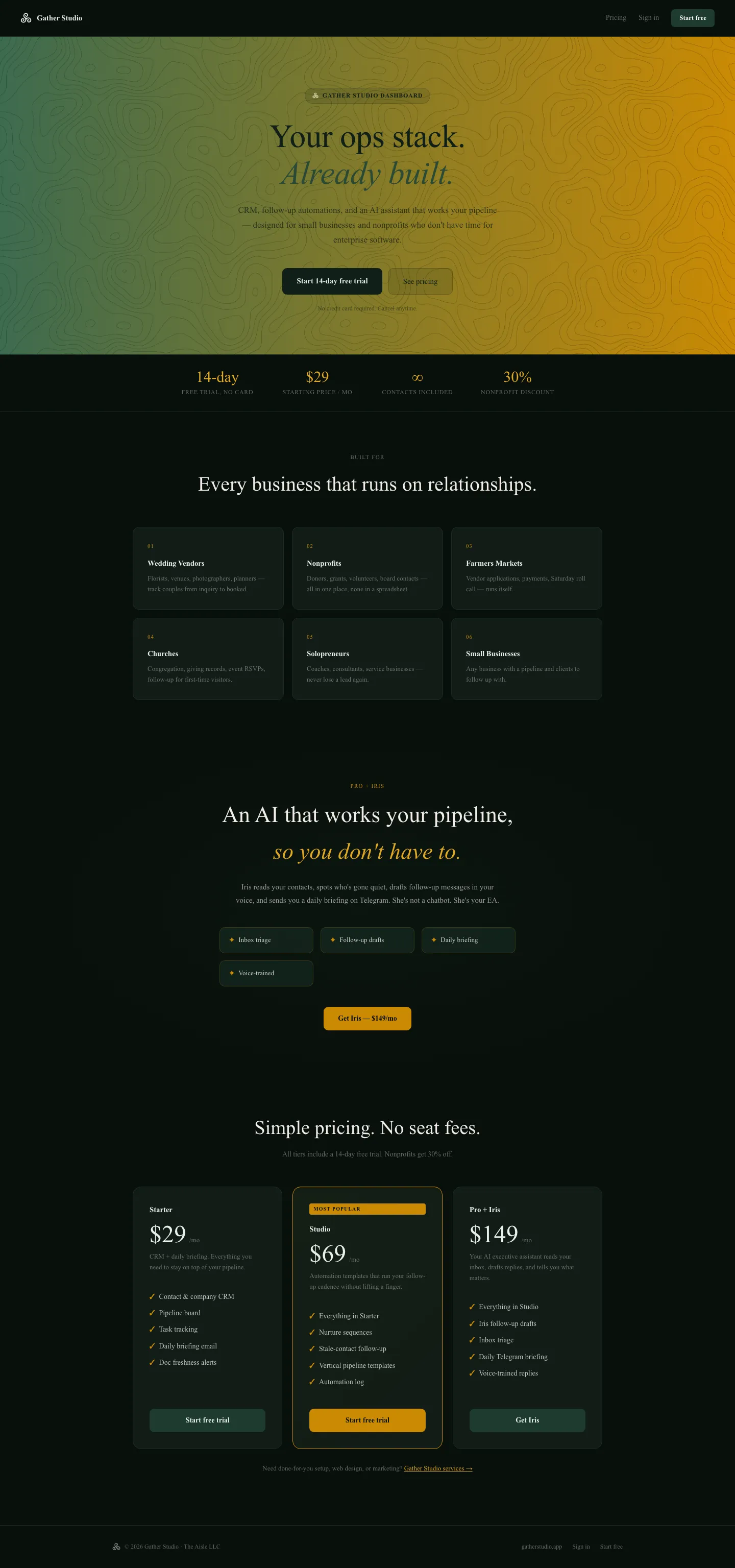 GSD — Gather Studio Dashboard preview